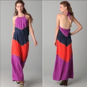 BCBGmaxazria NWT color block silk dee maxi dress sz medium